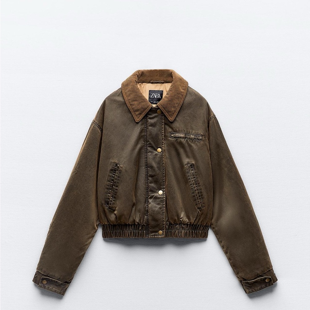 Zara Brown Corduroy Collar Jacket